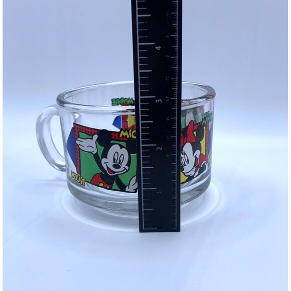 Vintage Disney Mickey and Minnie Mouse Glass Mug soup 3 Inch Diameter Made in US - Picture 7 of 8